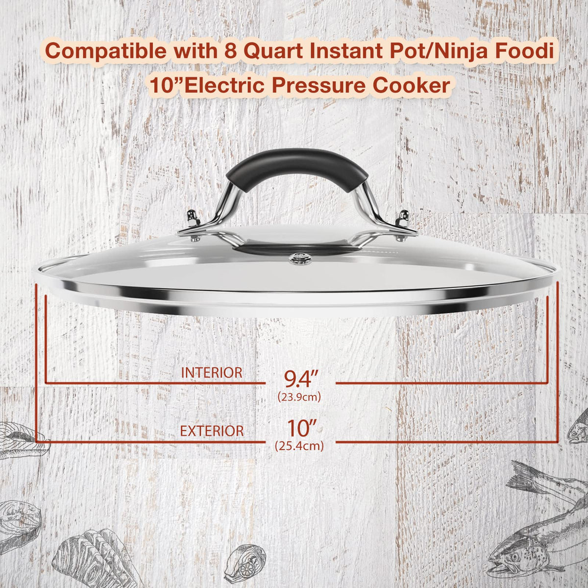 10 Inch Tempered Glass Lid with Silicone Handle Q571950