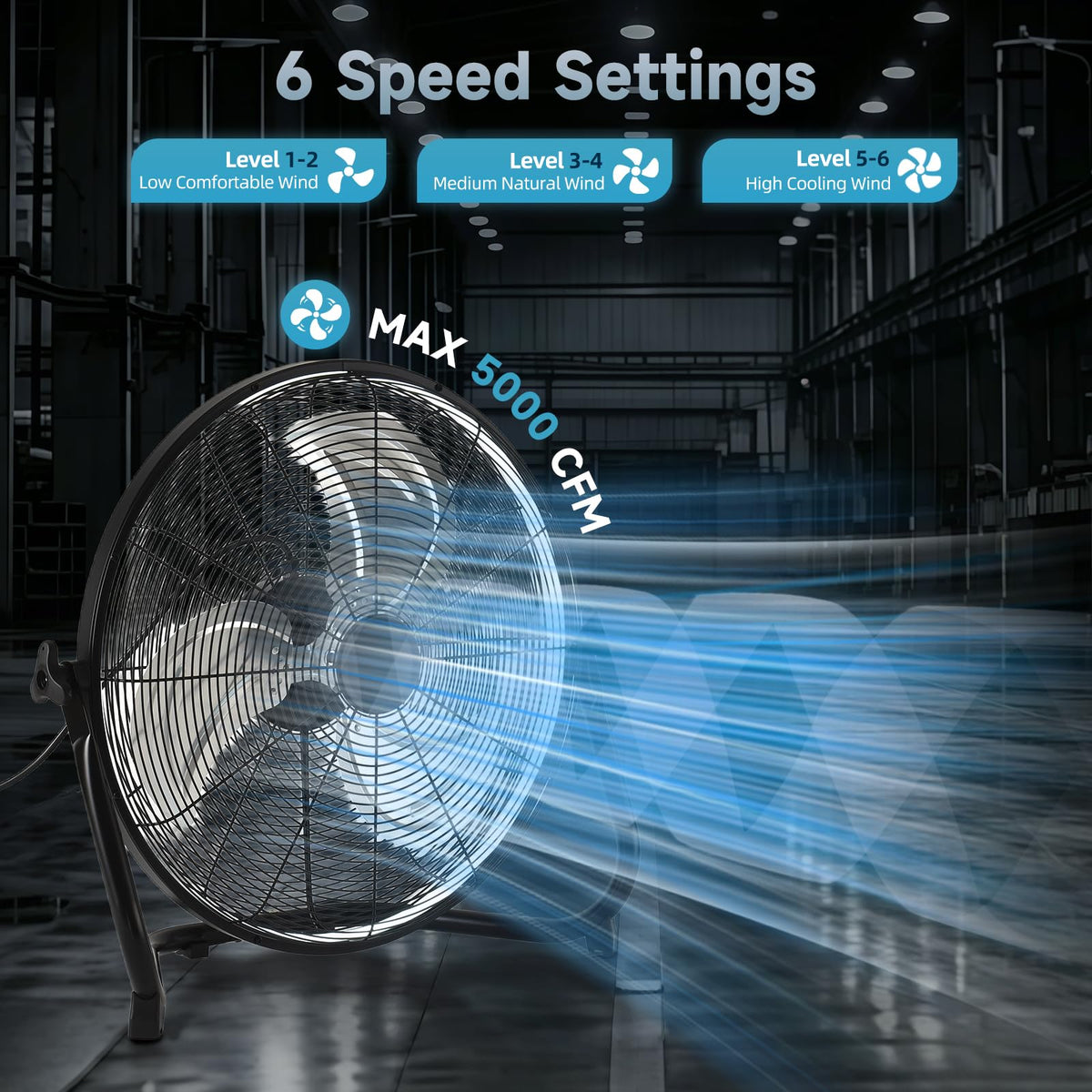 20" High Velocity Metal Floor Fan with Light X28940
