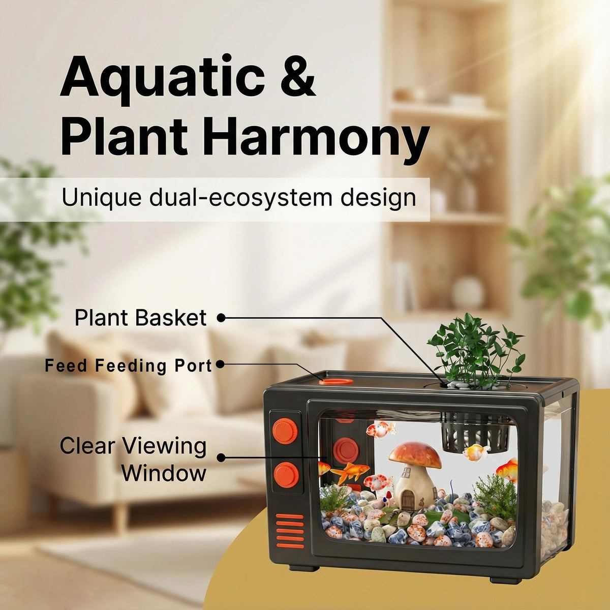 2.5 Gallon Fish Tank Kit with LED Lights, Filter & Plant Planter S593232