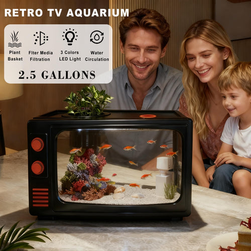 2.5 Gallon Fish Tank Kit with LED Lights, Filter & Plant Planter S593232