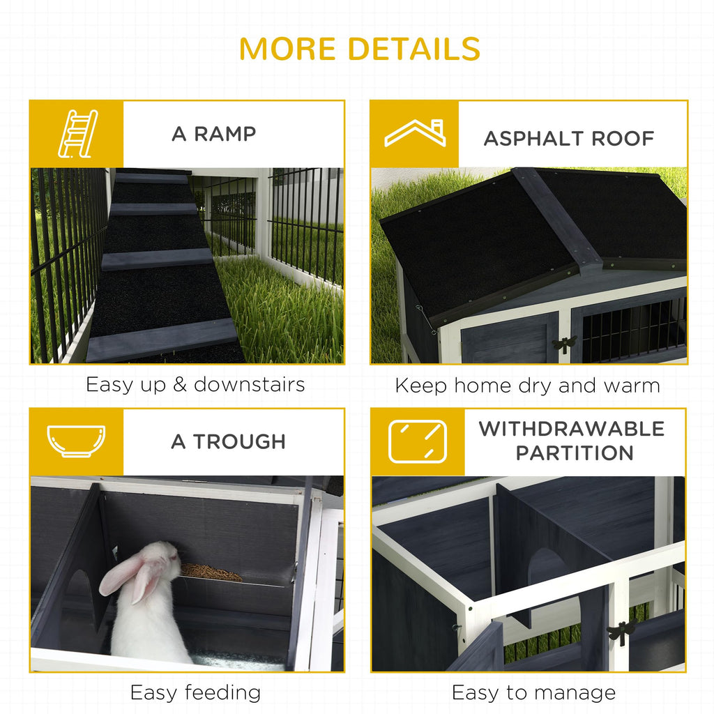 2 Levels Outdoor Rabbit Hutch Dark Gray P771
