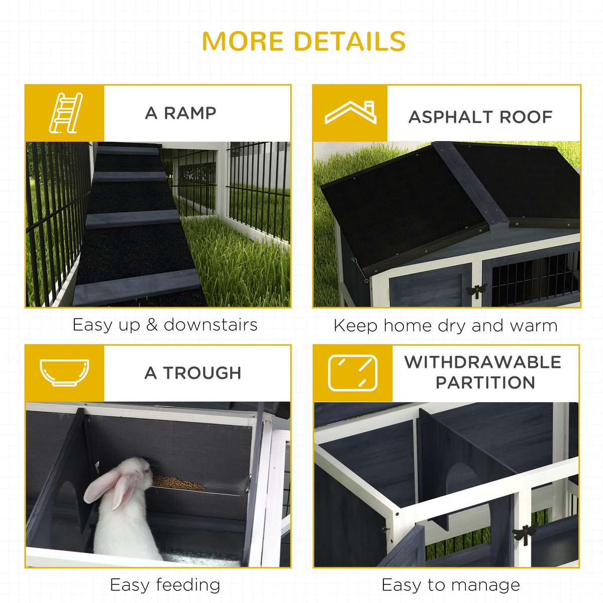 2 Levels Outdoor Rabbit Hutch Dark Gray P771