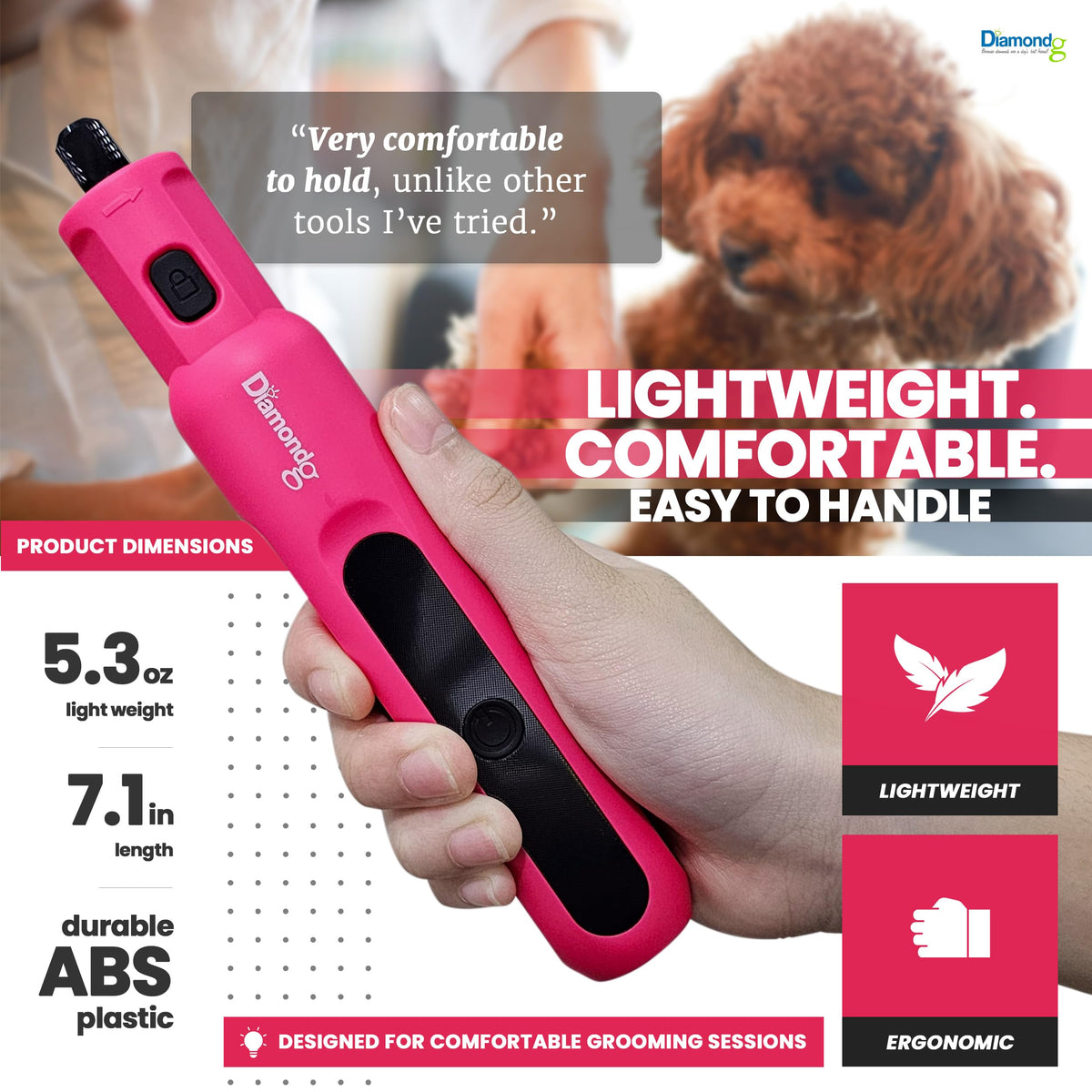 Pink Dog Nail Grinder with LED Light A120509