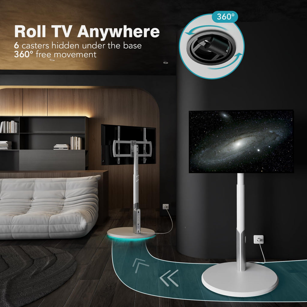 Mobile TV Stand with Power Outlet, Rolling TV Cart for 27-70 Inch, Height Adjustment, Holds up to 88lbs P60369