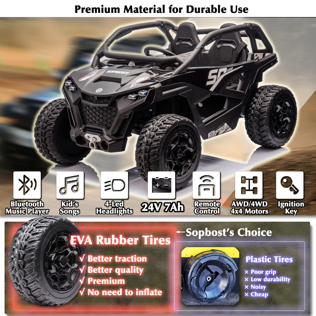 Black 2-Seater 4WD Ride On Car S4337