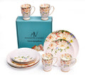 Pink Floral Ceramic Plates and Mugs Set Of 12 H698865