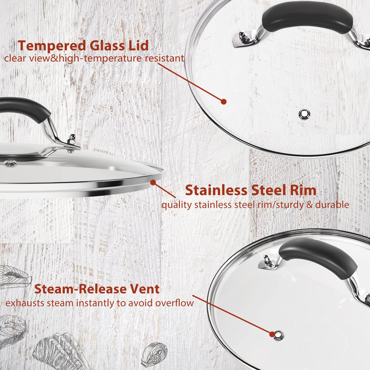 10 Inch Tempered Glass Lid with Silicone Handle Q571950