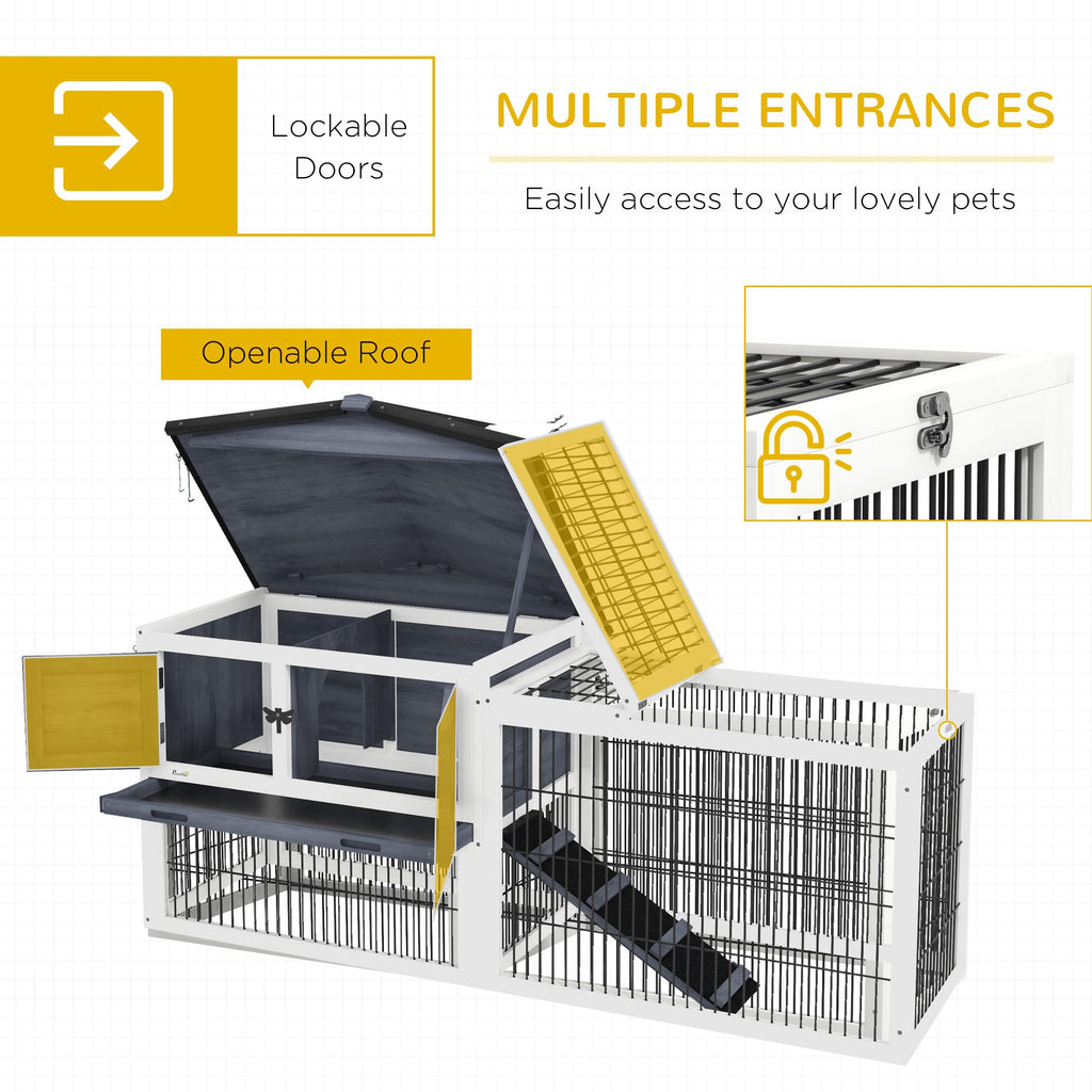 2 Levels Outdoor Rabbit Hutch Dark Gray P771