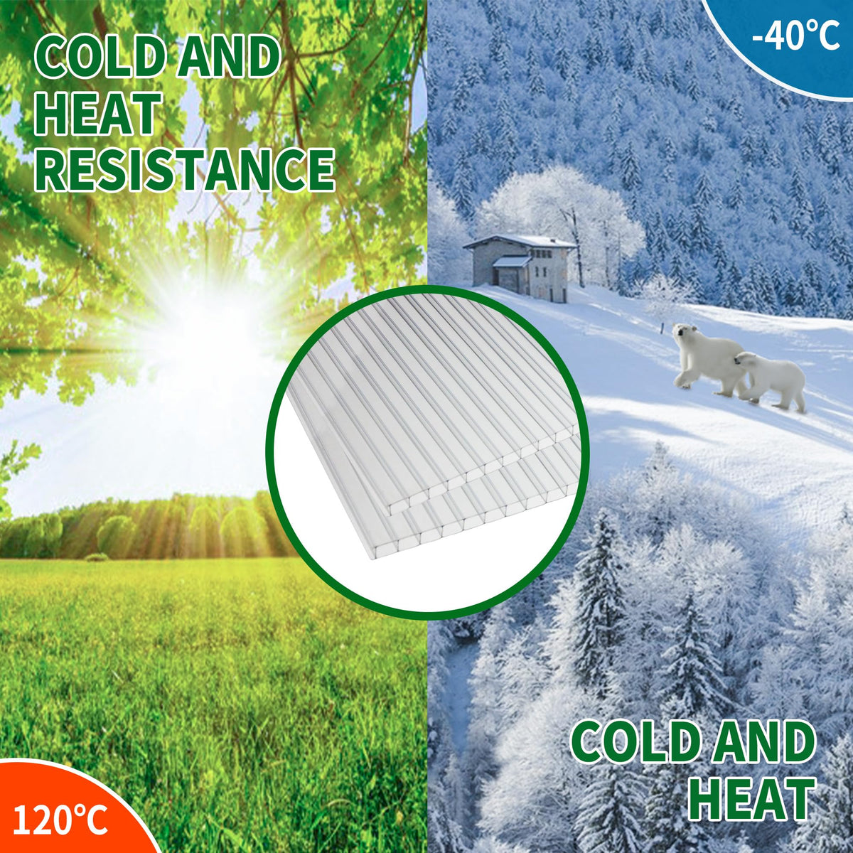 12 PCS Polycarbonate Greenhouse Panels 4' x 2' x 0.32'' I5786