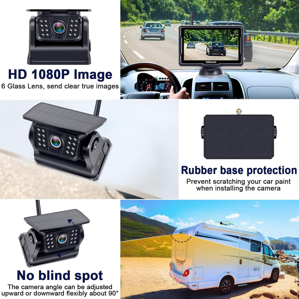 Wireless Solar Magnetic Backup Camera HD 1080P 5'' Monitor Kit S152643