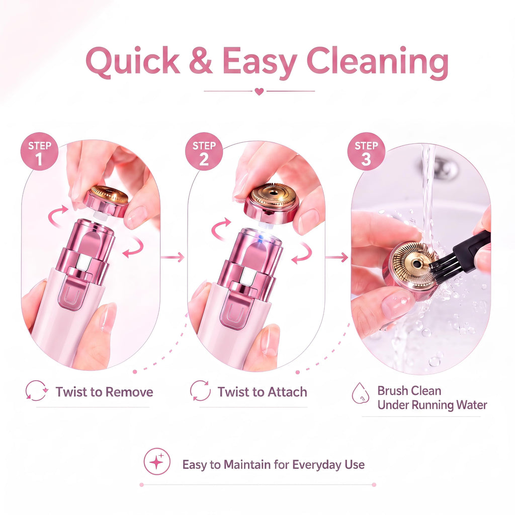 Pink USB Rechargeable Facial Hair Remover T547