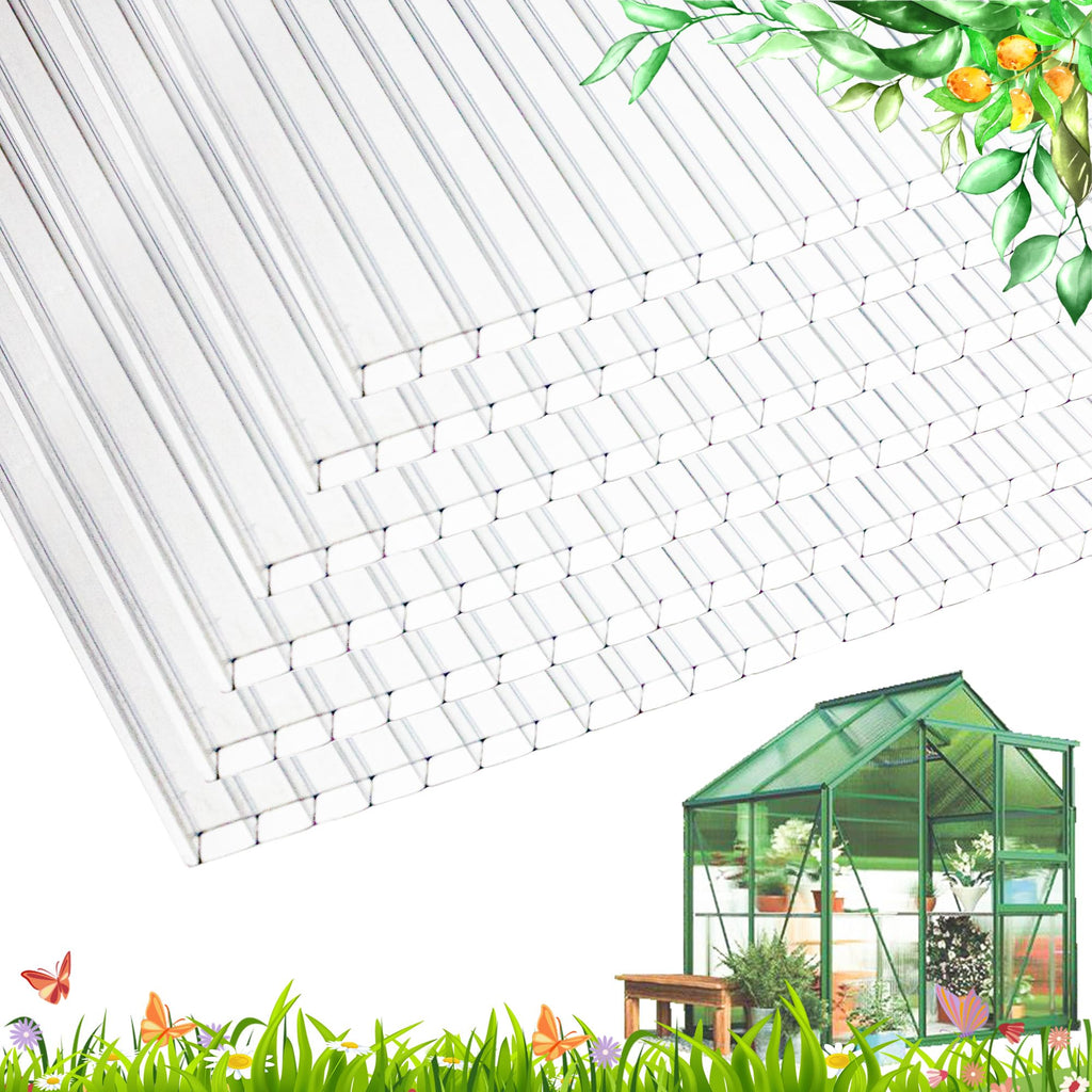 12 PCS Polycarbonate Greenhouse Panels 4' x 2' x 0.32'' I5786