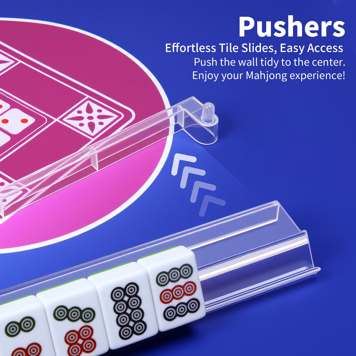 4-Piece Acrylic Mahjong Rack Set with Pushers G1979