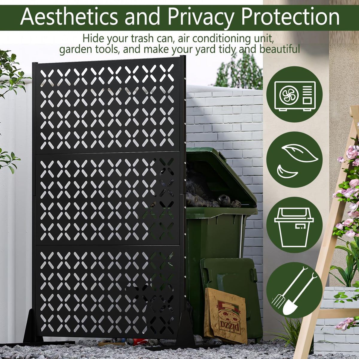 72" Decorative Metal Outdoor Privacy Fence Screen C945407