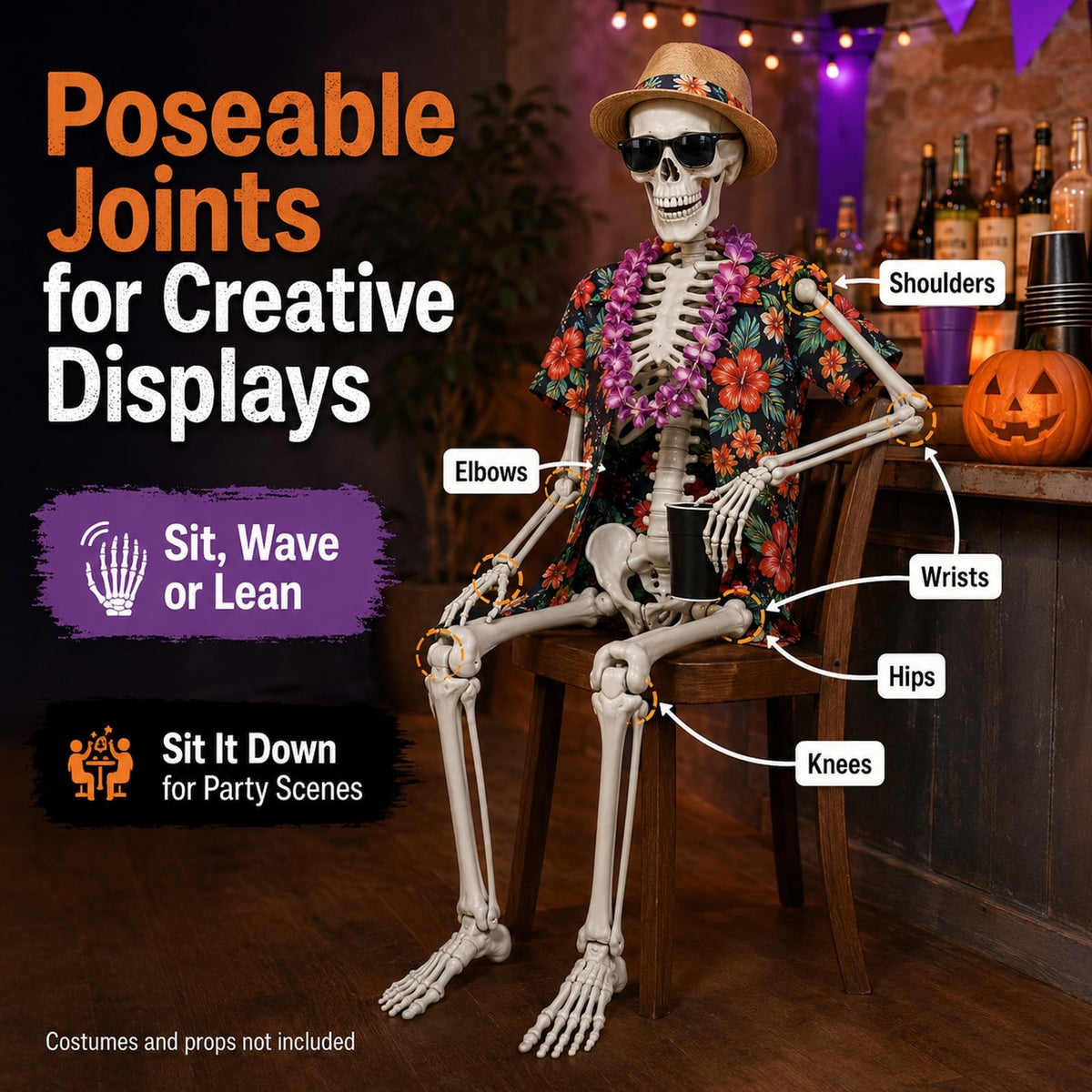 5.4 ft Full Body Plastic Skeleton Prop O448