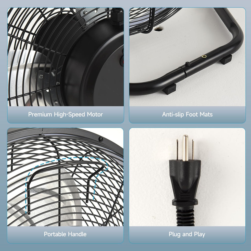 20" High Velocity Metal Floor Fan with Light X28940