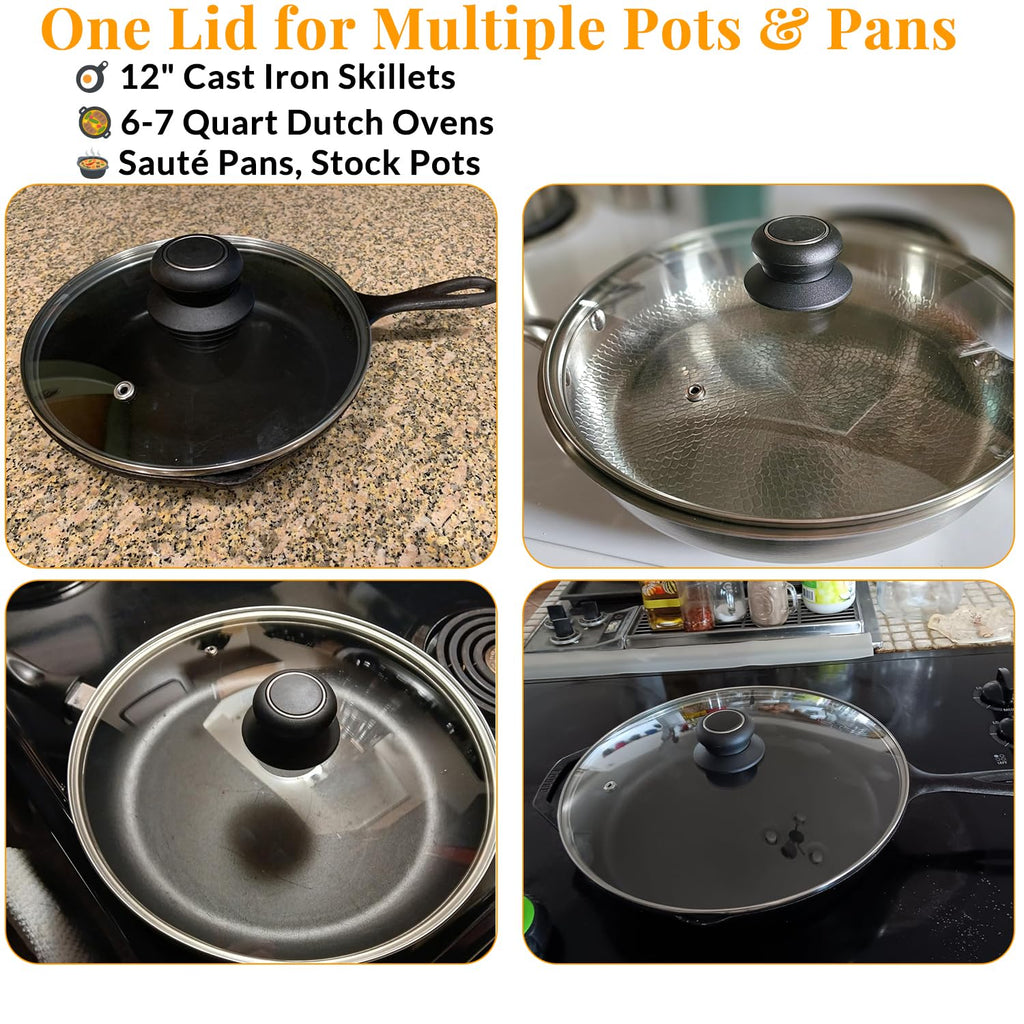 12 Inch Tempered Glass Lid for Frying Pan & Skillet T3168