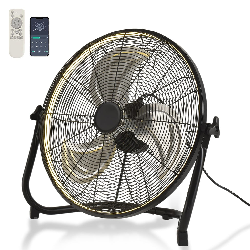 20" High Velocity Metal Floor Fan with Light X28940