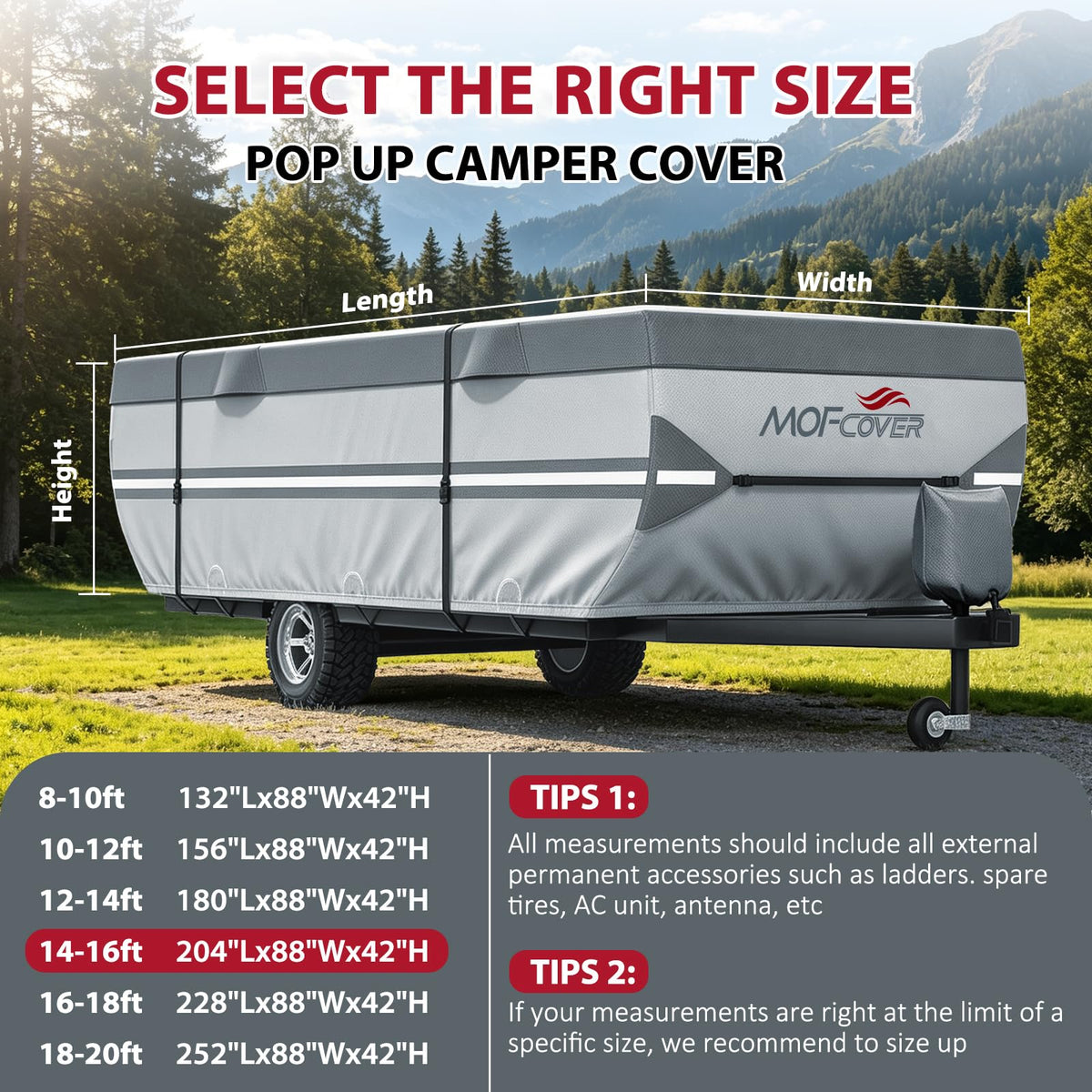 9 Layers Rip-Stop 14-16ft Pop Up Camper Cover K430522