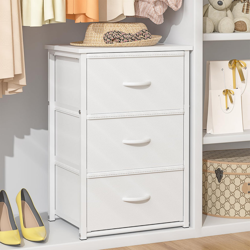White 3 Drawer Stackable Storage Drawers H477