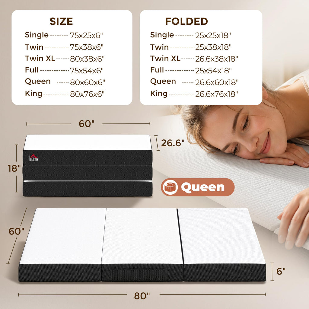 6 Inch Memory Foam Queen Trifold Mattress E827644