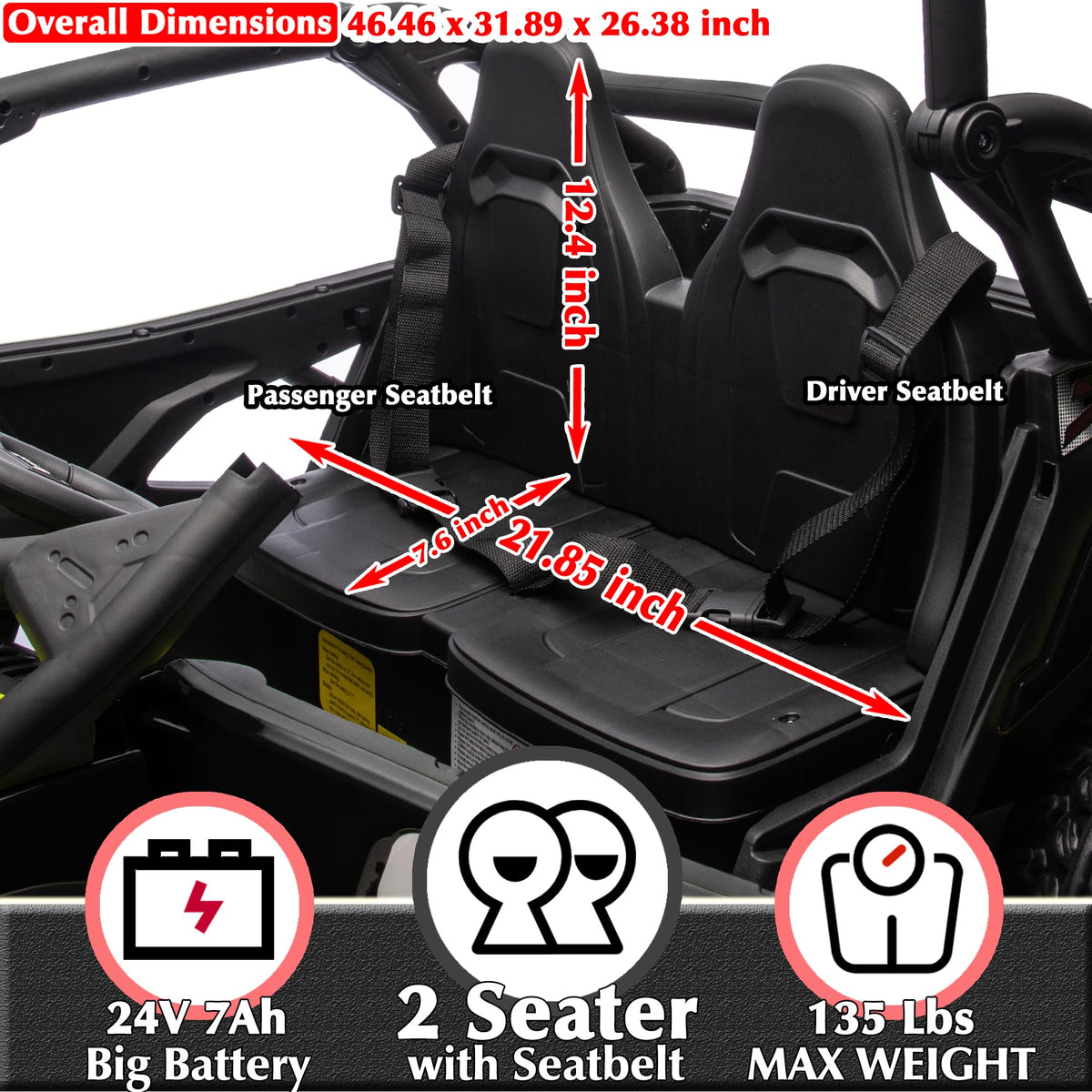 Black 2-Seater 4WD Ride On Car S4337