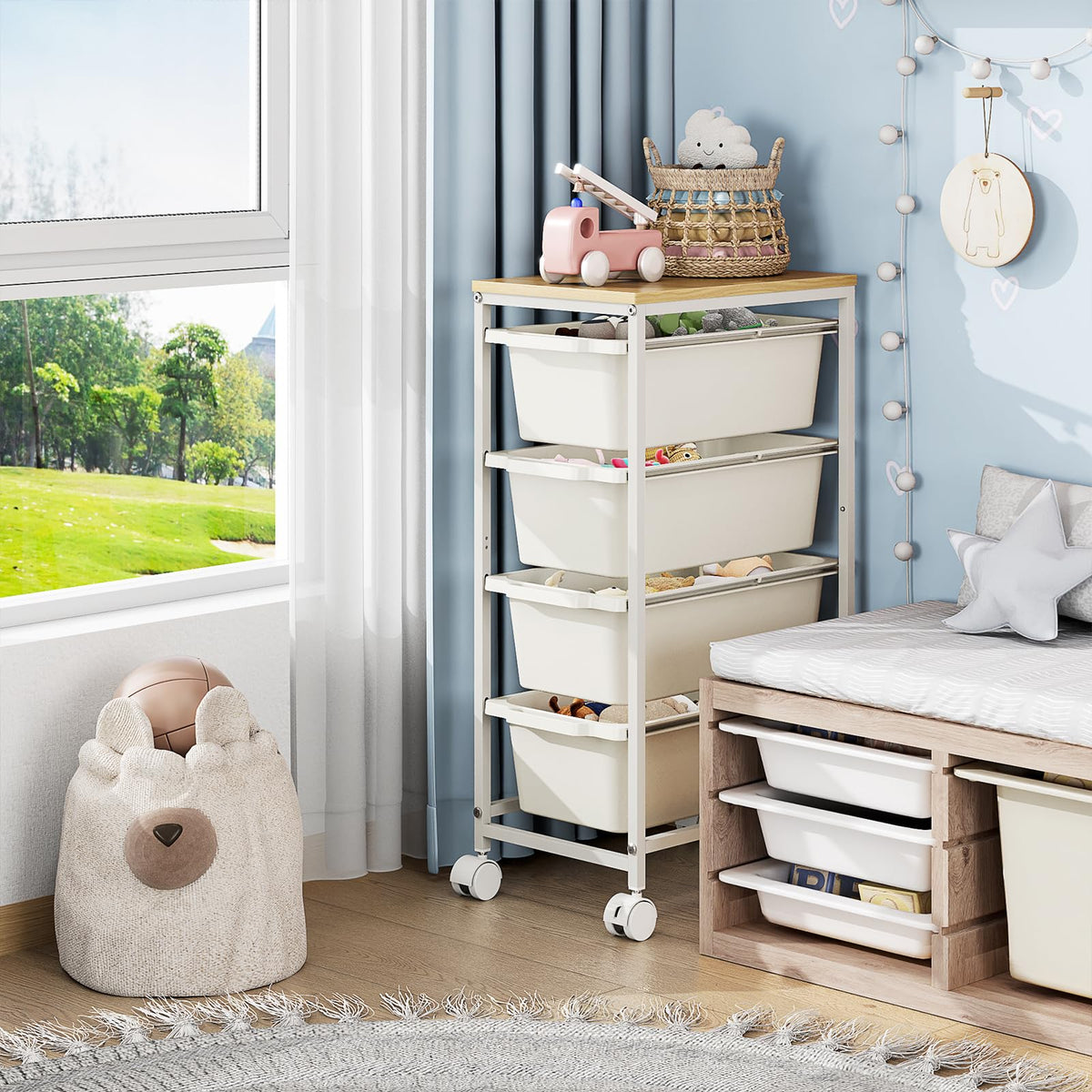 Slim Rolling Cart with 4 Drawers W226618