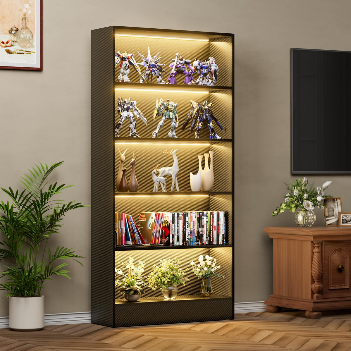 Black 5-Tier Wooden Bookshelf U60149