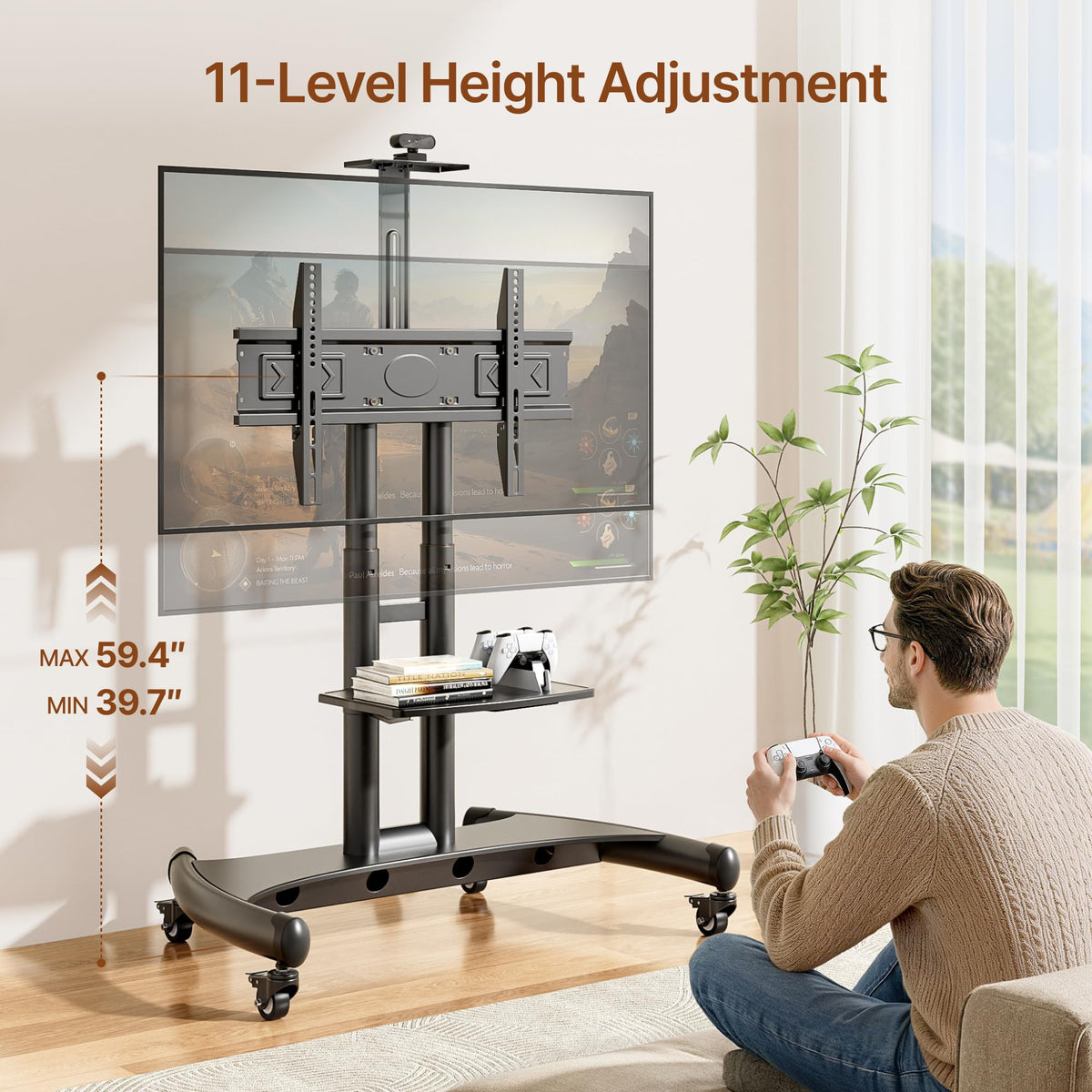 Rolling TV Stand with Shelf for 32-83" TV D410602