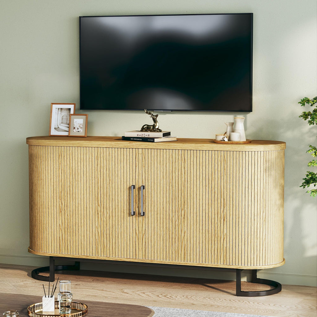 Sideboard Buffet Cabinet with Storage, Fluted Tambour, Adjustable Shelves N151927