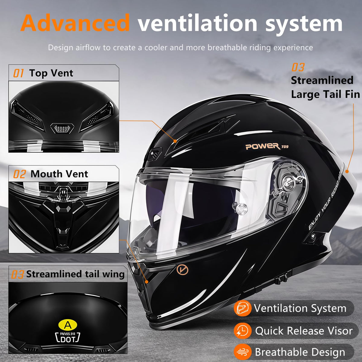 Motorcycle Helmet Bluetooth DOT Approved O728920