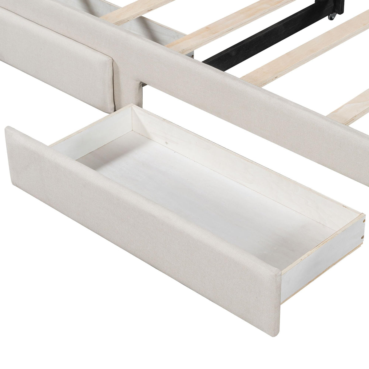 Linen Upholstered Daybed with Trundle and 2 Storage Drawers L23655