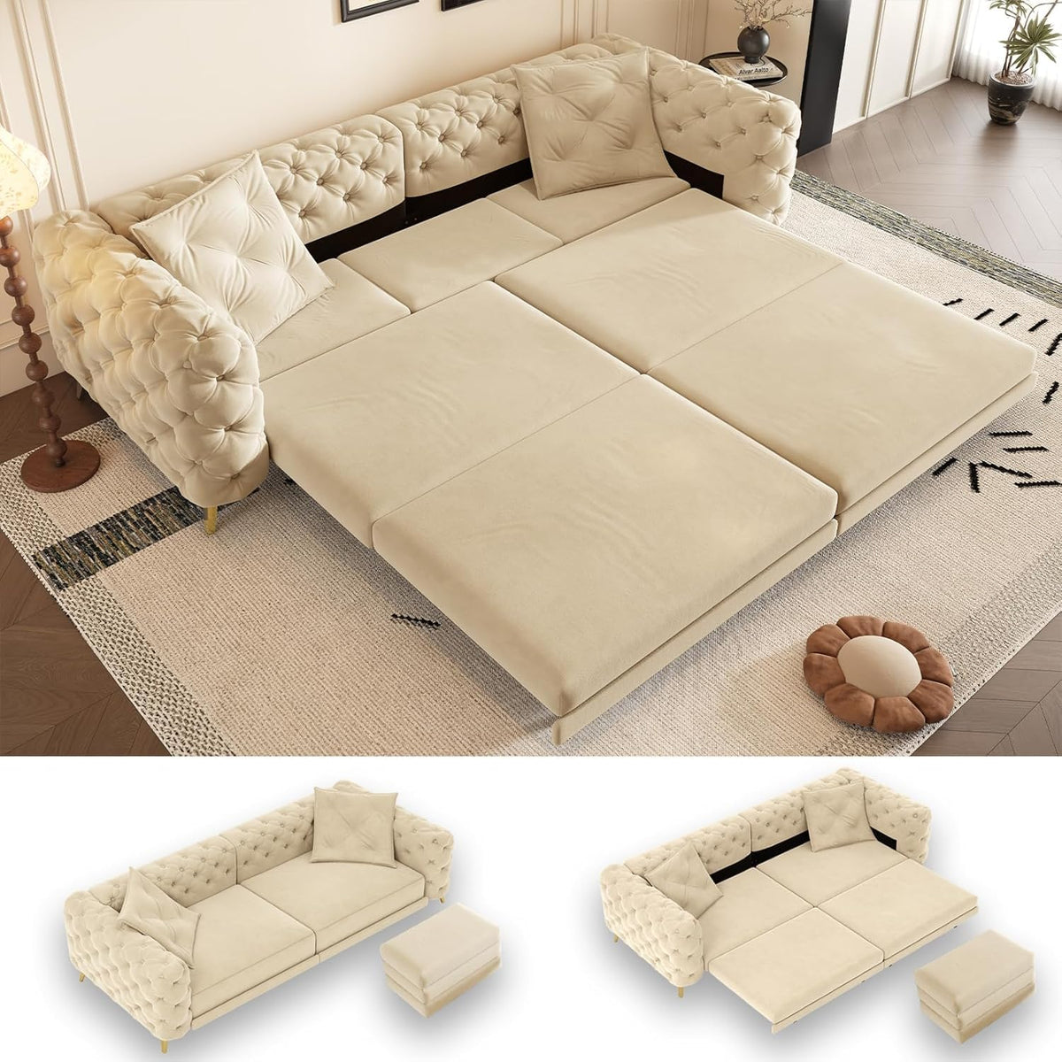 King Size Velvet Sleeper Sofa Bed D400104