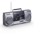 Retro Boombox CD Player with Cassette Recording, Bluetooth, FM/AM Radio, USB/SD/AUX Inputs, Dual 40W Speakers E339548