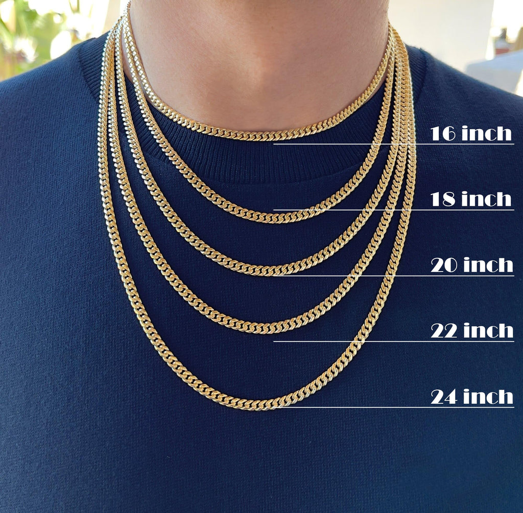 3mm 6mm Cuban Link Chain 14K Gold Plated Stainless Steel Necklace P291527