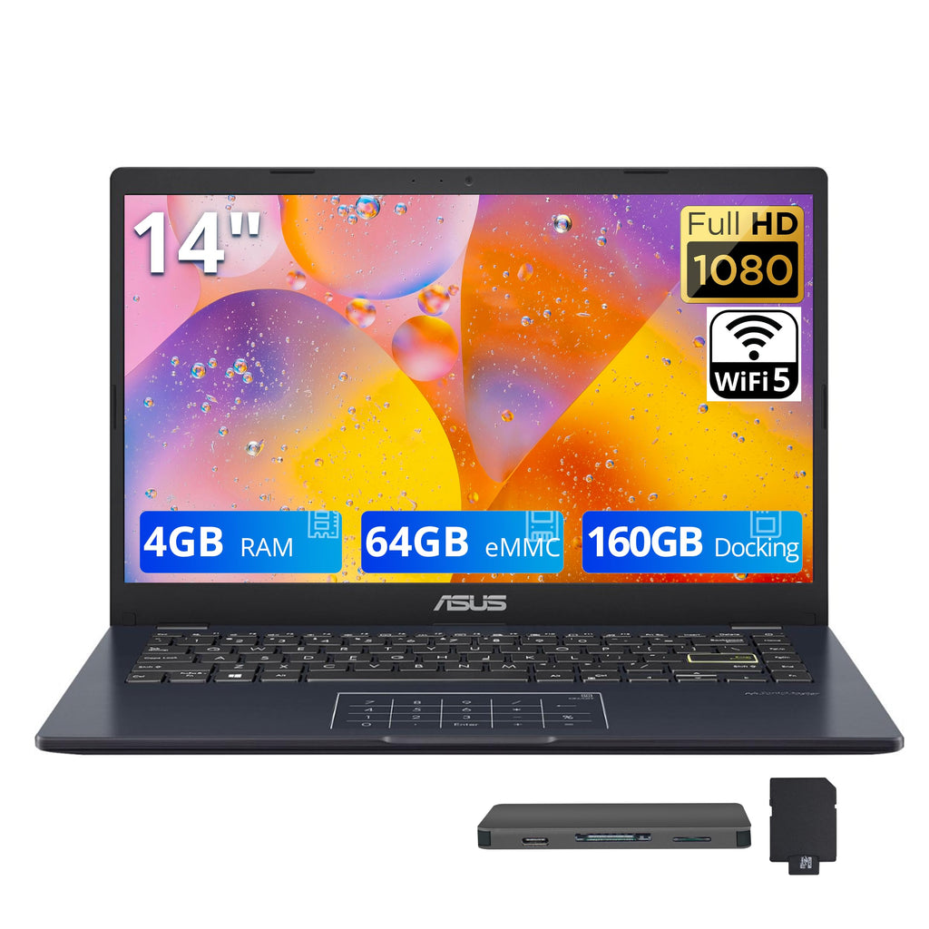 14" FHD Laptop, Intel Celeron N4500, 4GB RAM, 224GB Storage, Quiet Blue P8235