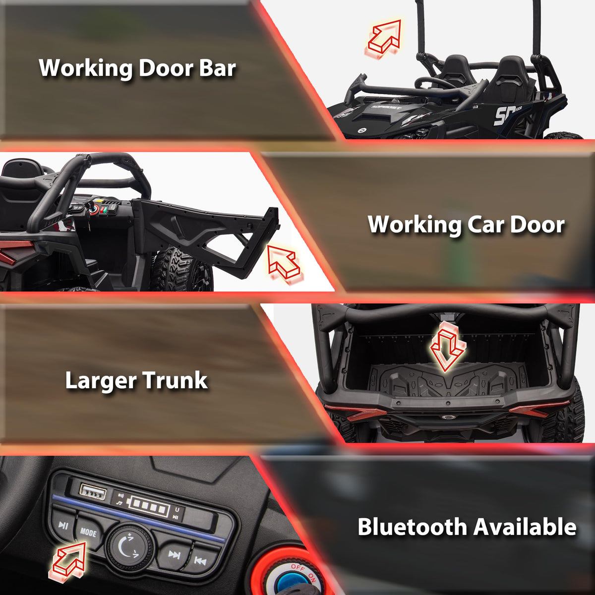 Black 2-Seater 4WD Ride On Car S4337
