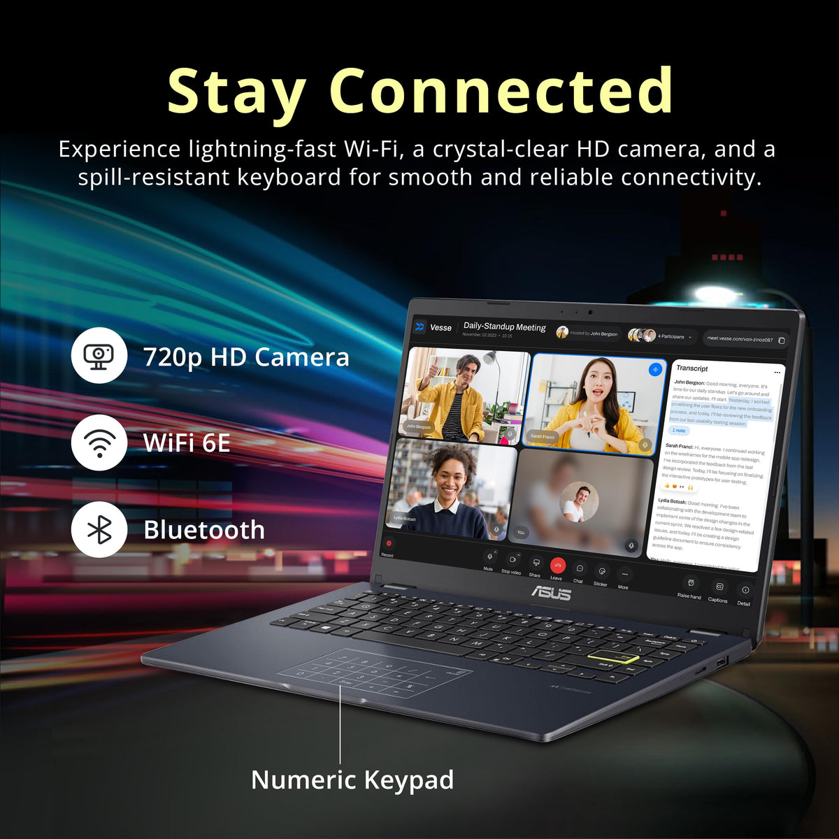 14" FHD Laptop, Intel Celeron N4500, 4GB RAM, 224GB Storage, Quiet Blue P8235