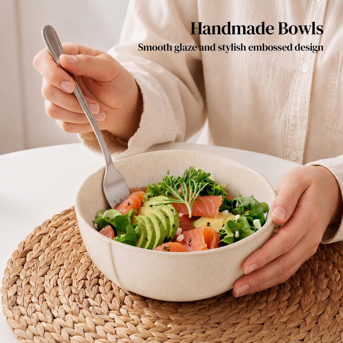 32 OZ Ceramic Soup Bowls Set of 4 L2642