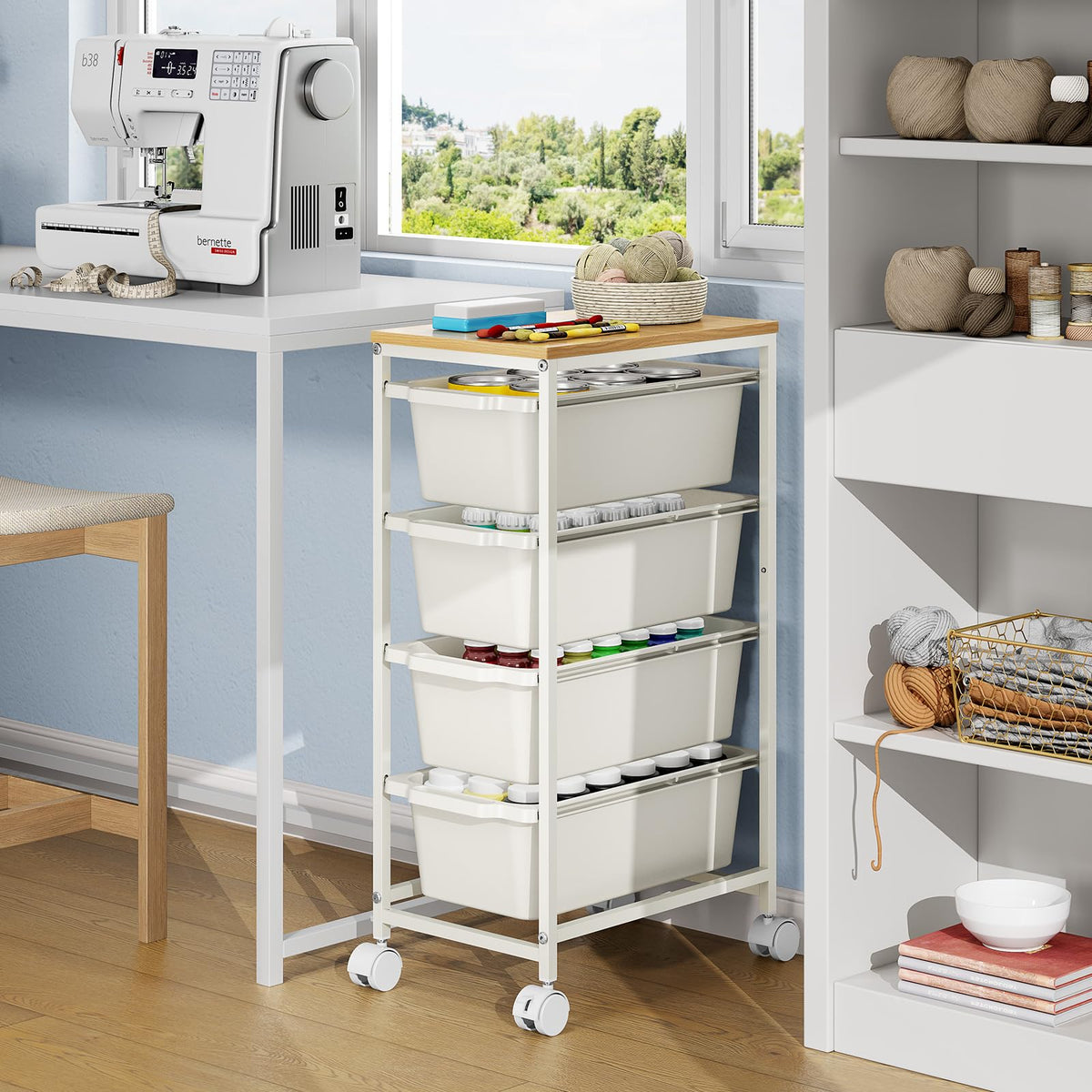 Slim Rolling Cart with 4 Drawers W226618