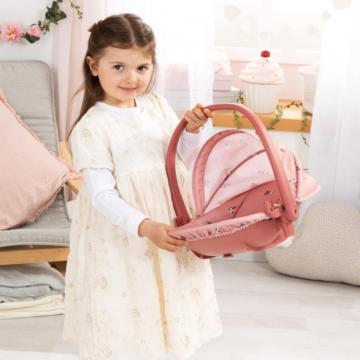 Pink Convertible Doll Highchair Swing Bed Car Seat Y360