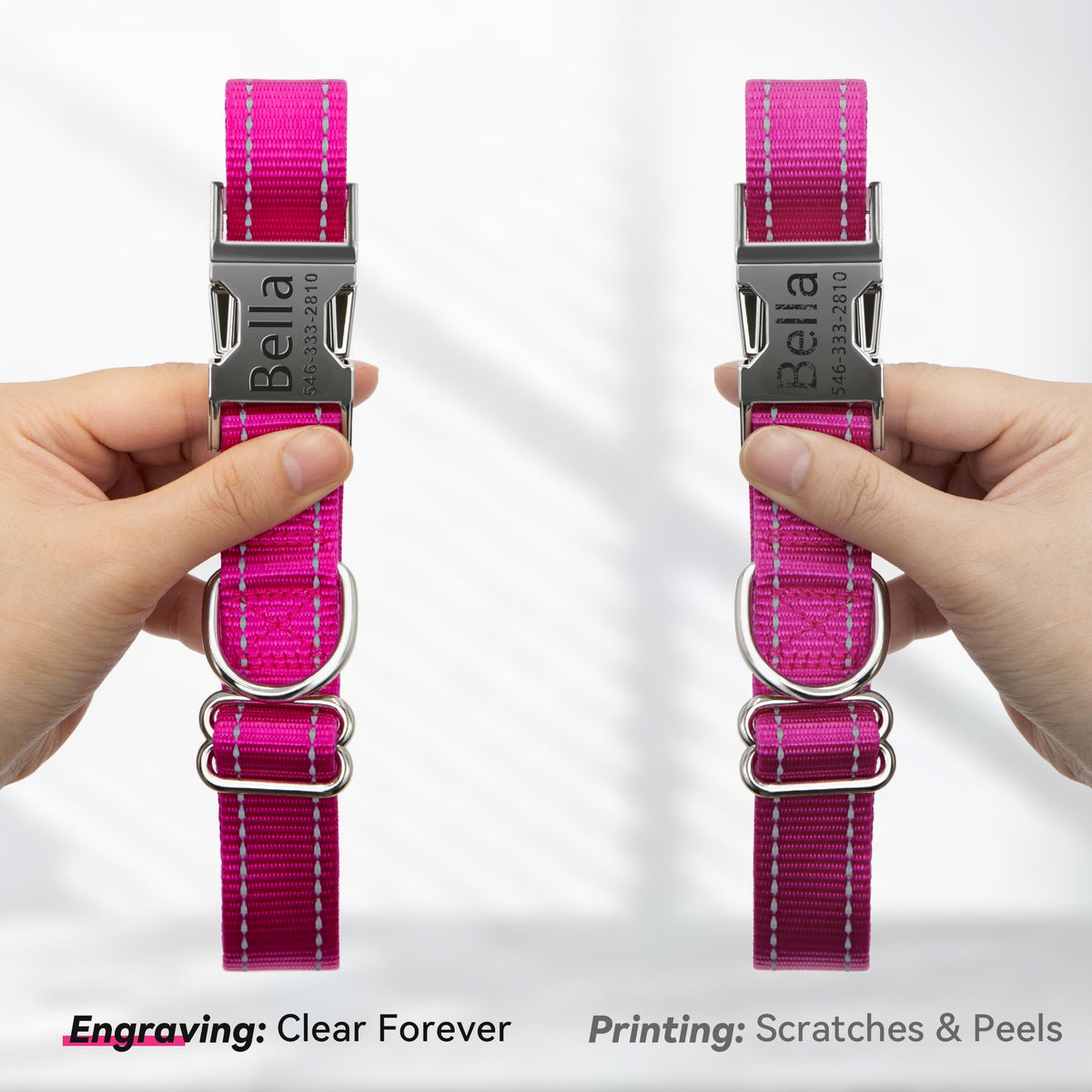 Reflective Dog Collar with Engraved ID Tag H976365