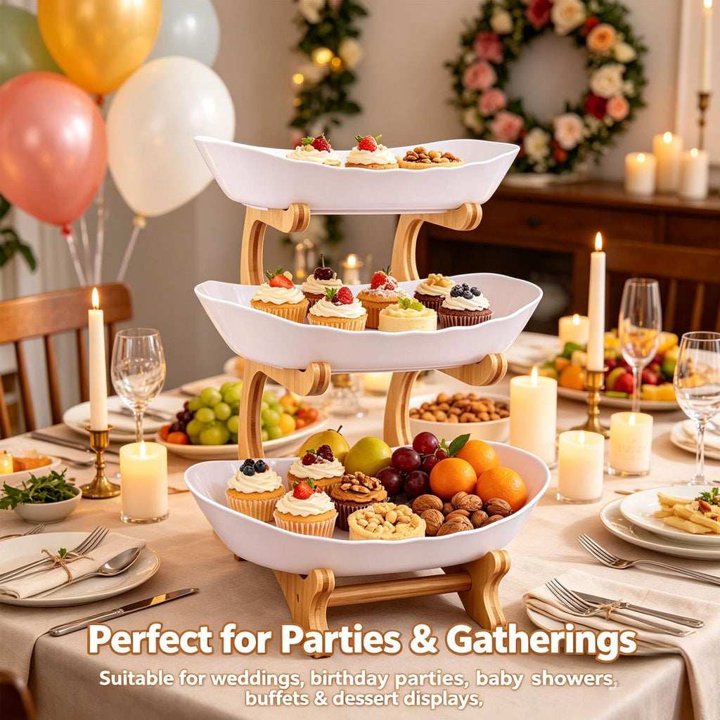 3 Tier Oval Fruit Basket with Bamboo Stand G878291