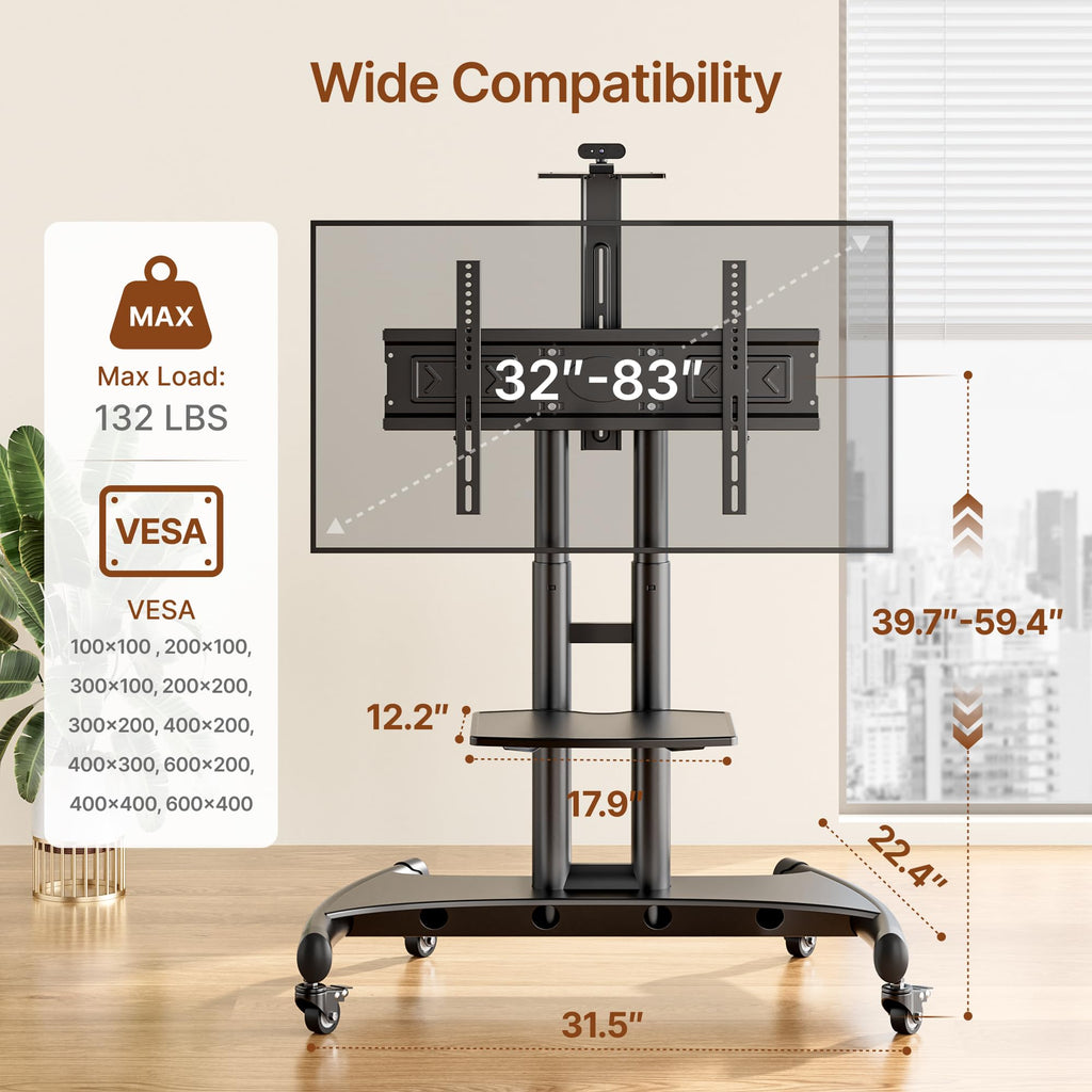 Rolling TV Stand with Shelf for 32-83" TV D410602