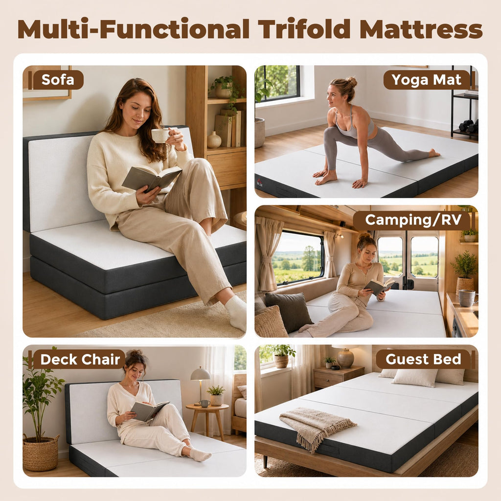 6 Inch Memory Foam Queen Trifold Mattress E827644
