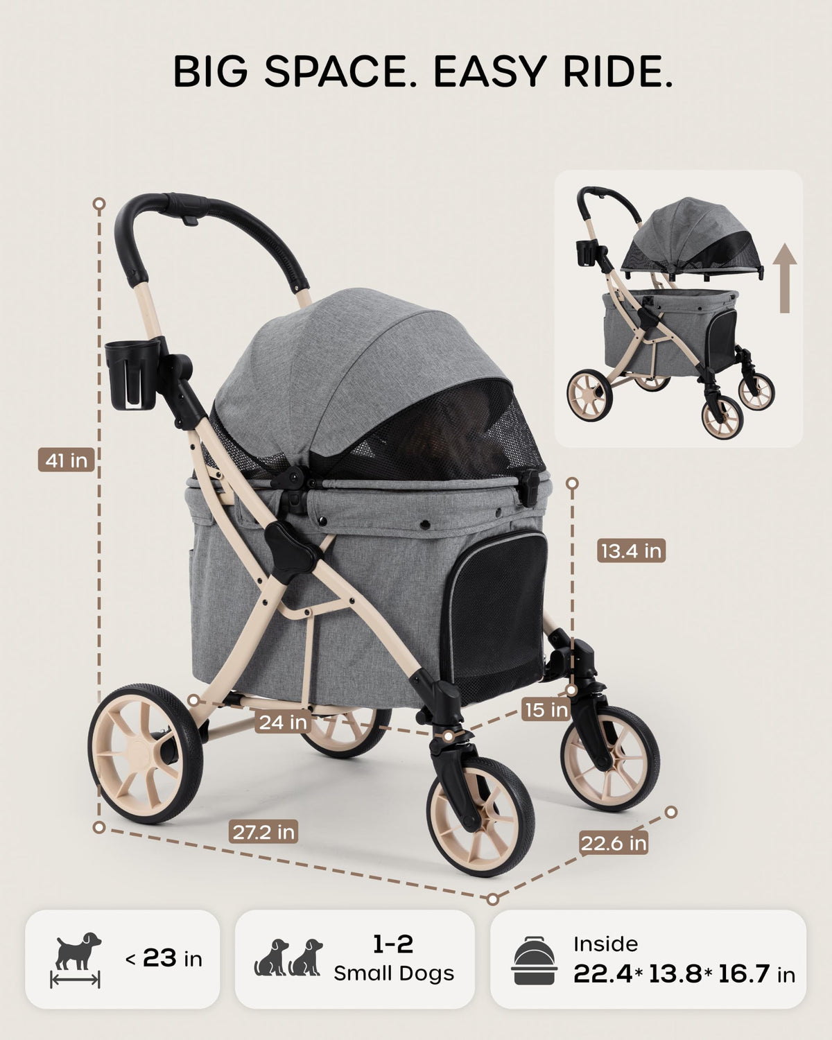 Dog Stroller with Rubber Wheels J60197