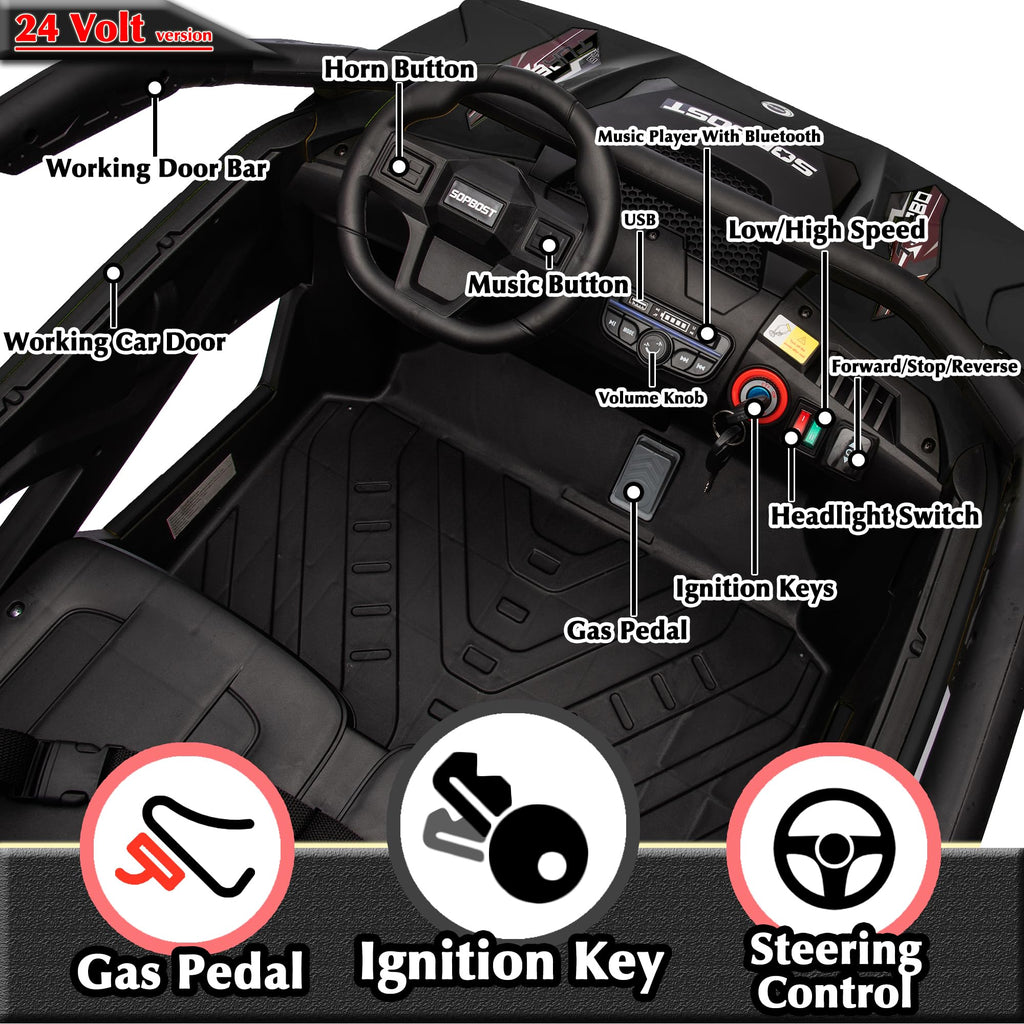 Black 2-Seater 4WD Ride On Car S4337