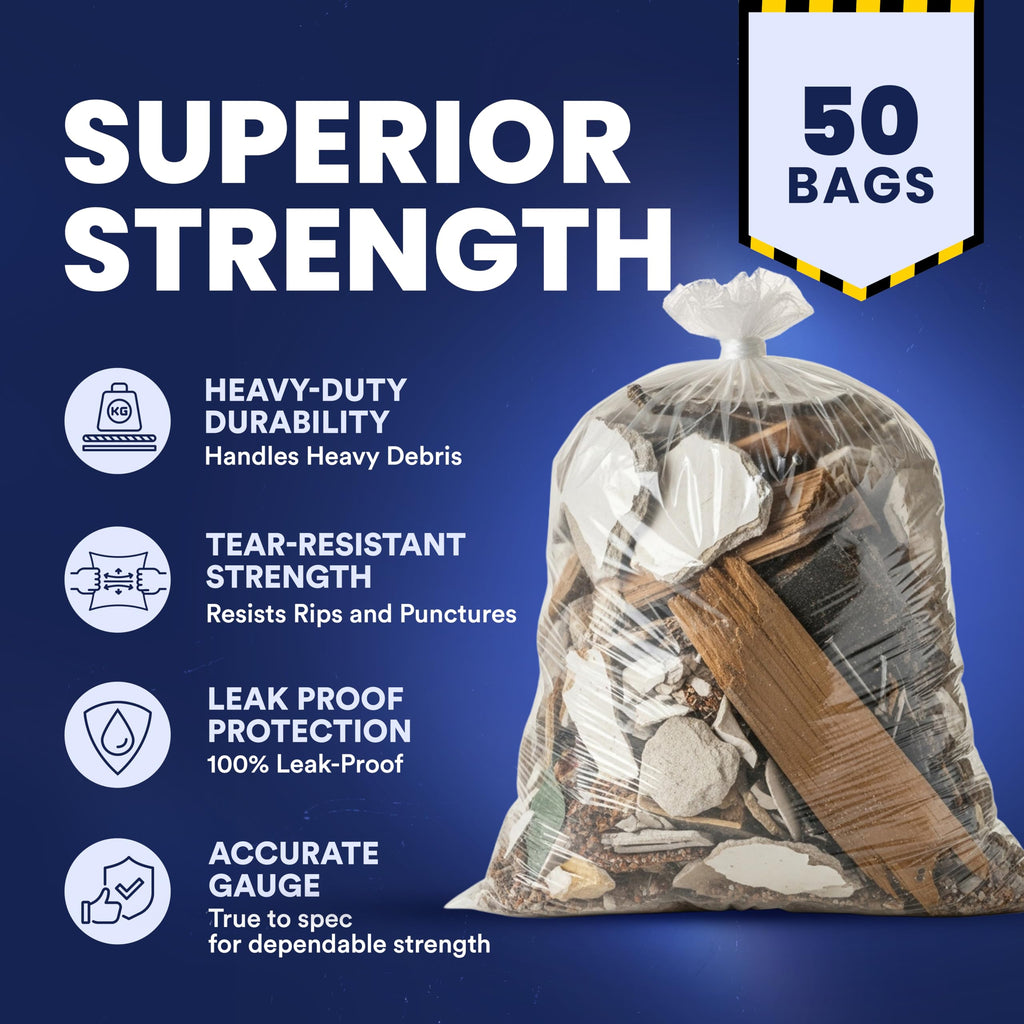Clear Heavy Duty 42 Gallon Trash Bags 50 Count K16917