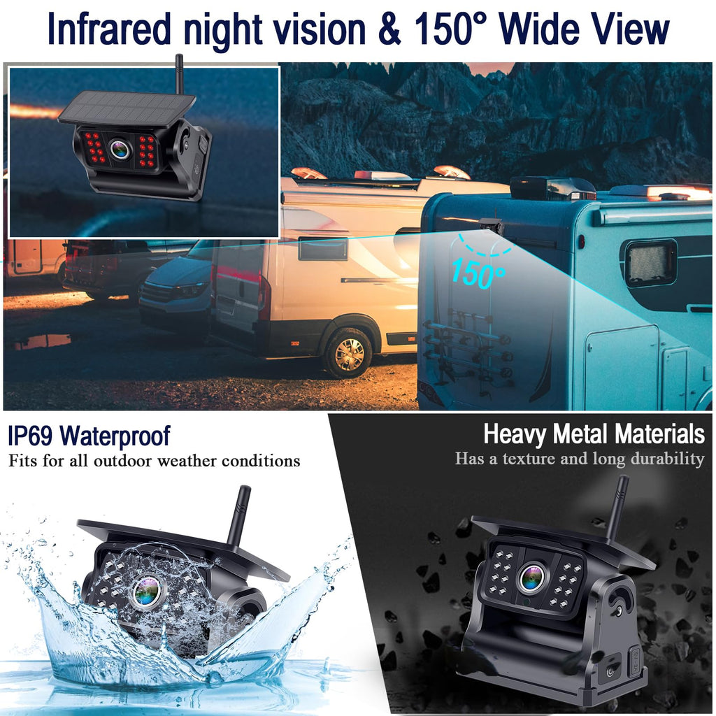 Wireless Solar Magnetic Backup Camera HD 1080P 5'' Monitor Kit S152643