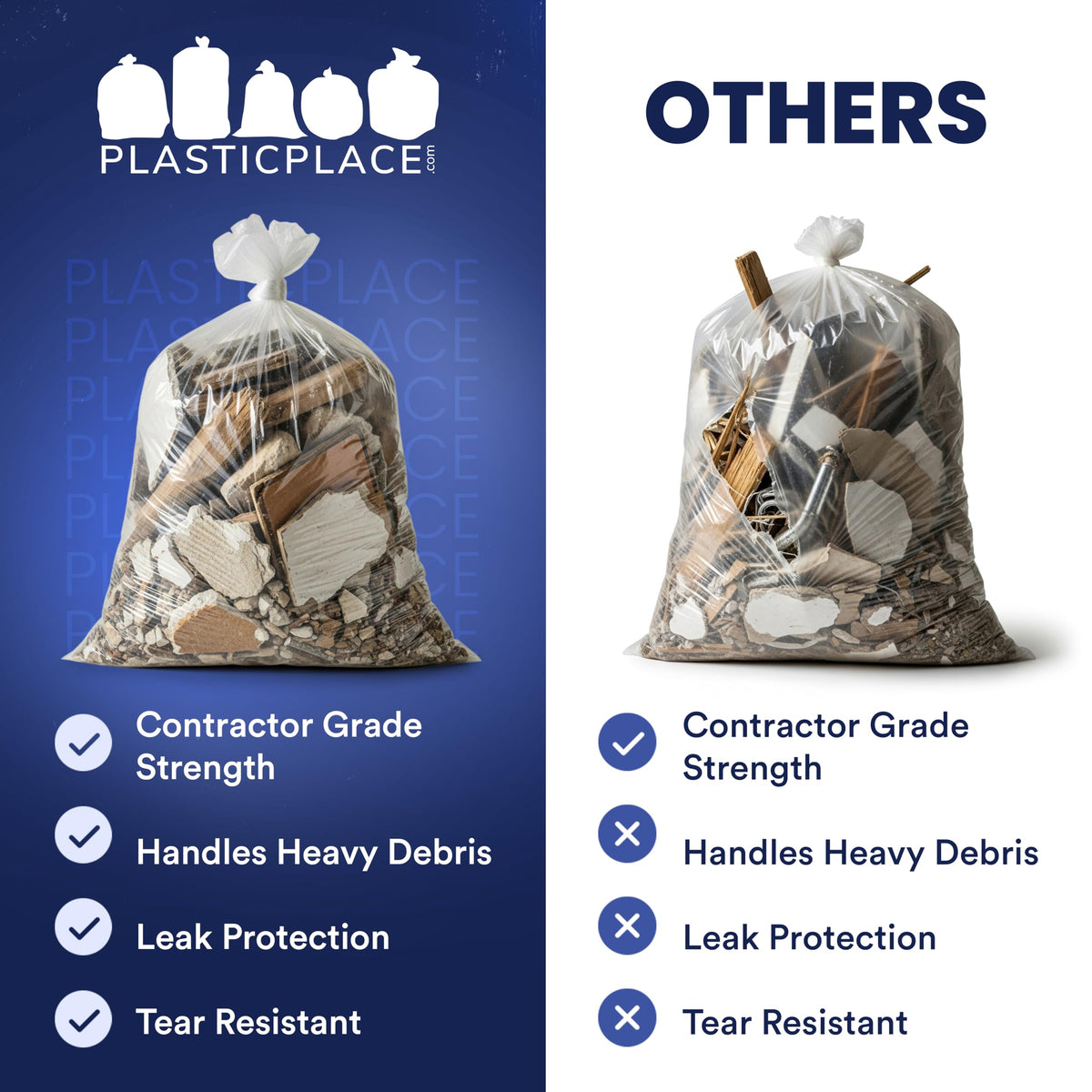 Clear Heavy Duty 42 Gallon Trash Bags 50 Count K16917